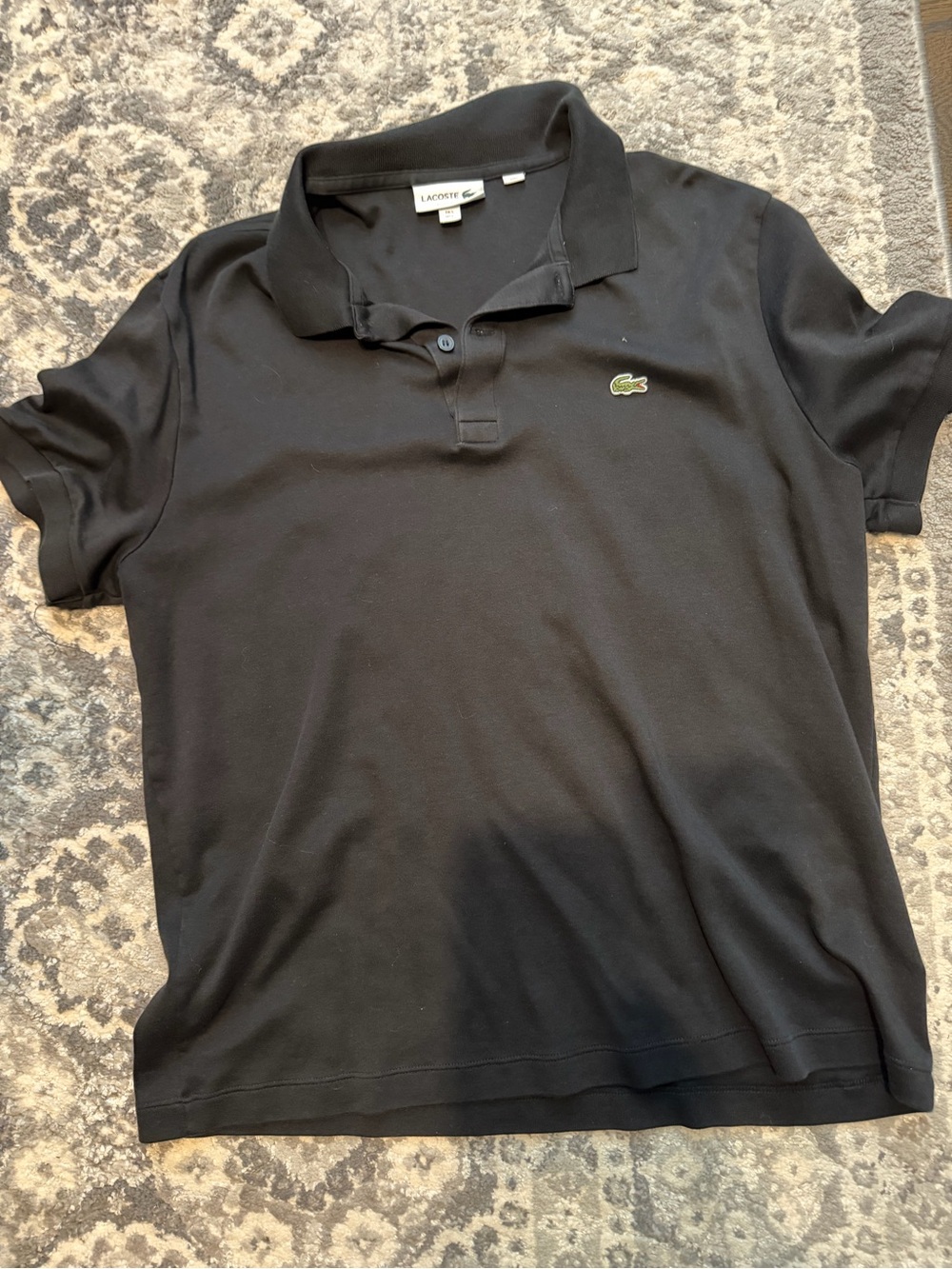 Lacoste Men’s Black Polo with Green Crocodile Logo